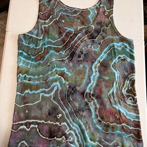 Tie-Dye Tank Top  XL - Geocode Turquoise/Purple/Olive   - New